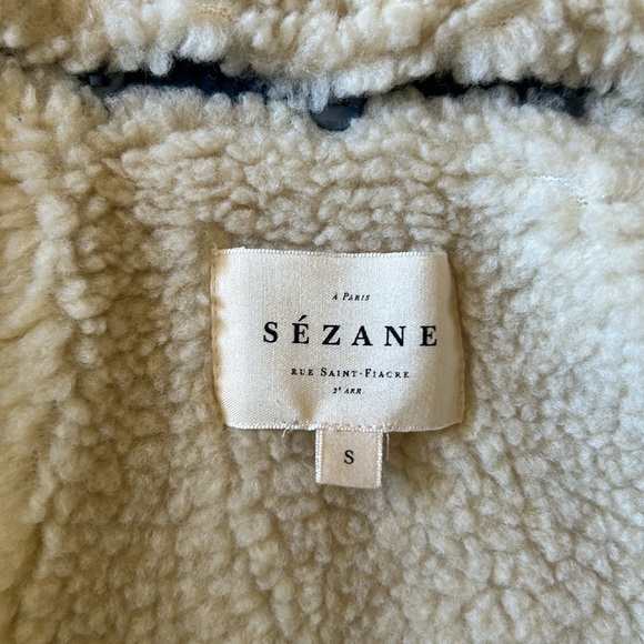 EUC Sezane Will in Vintage Blue Corduroy Removable Sherpa Collar Chore Jacket - Picture 3 of 9